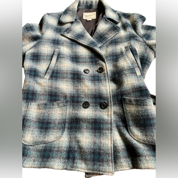 Woolrich blue plaid wool blend Prescott with belt women’s XL - Picture 5 of 7